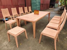 bộ bàn ăn hiện đại 10 ghế gỗ hương đá