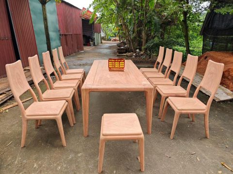 bộ bàn ăn hiện đại gỗ hương đá 10 ghế tự trơn