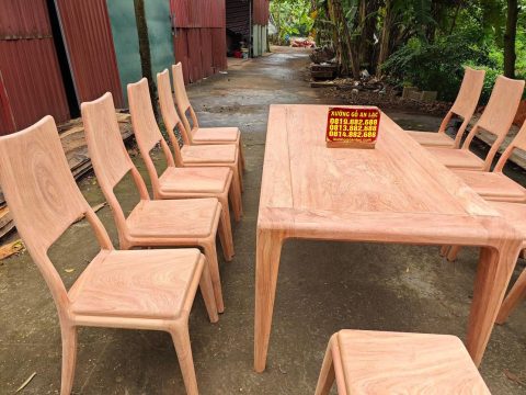 bộ bàn ăn hiện đại 10 ghế gỗ hương đá
