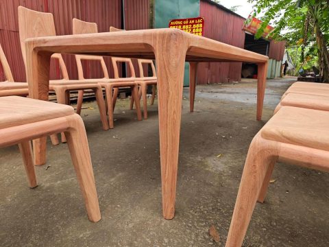 bàn ăn chữ nhật của bộ bàn ăn hiện đại gỗ hương đá