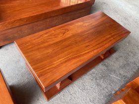 bàn trà chữ nhật nguyên khối gỗ hương đá