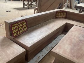 sofa góc chữ L nguyên khối gỗ hương đá