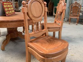 ghế ăn đồng hồ louis hoàng gia cổ điển gỗ hương đá