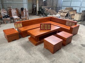 bộ sản phẩm sofa nguyên khối 6 món gỗ hương đá