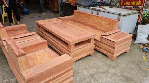 Sofa chân hộp gỗ Hương Đá