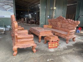 MỘC bộ bàn ghế hoàng gia louis 6 món gỗ hương đá