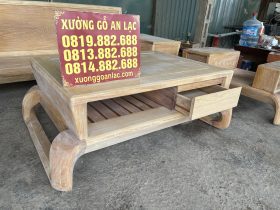 bàn trà chữ nhật gỗ gõ đỏ của bộ sofa zito chân xoắn