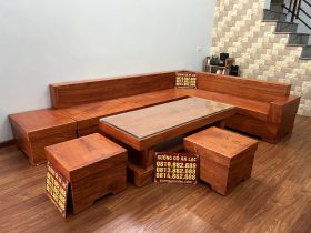 bộ sofa khung ván giả nguyên khối gỗ hương đá