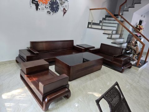 Mẫu sofa đùi gà 5 món gỗ hương đá phong cách hiện đại